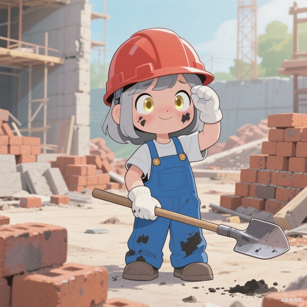 维护中的卡通角色小女孩